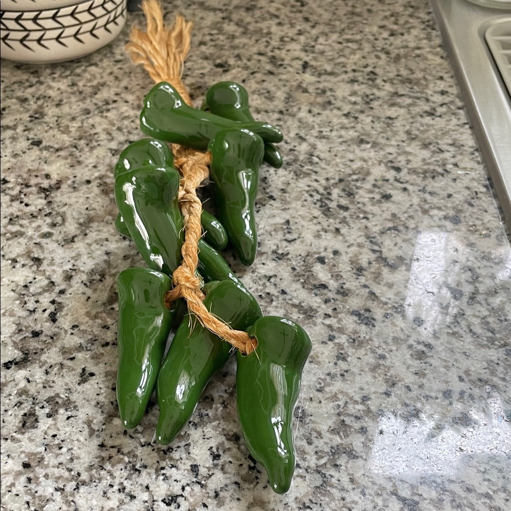 Green Ceramic Chili Pepper Decor